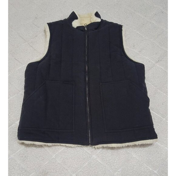 J Crew Womens Beige Black Full Zip Reversible Vest Mock Neck With Pockets Size M - Picture 3 of 14